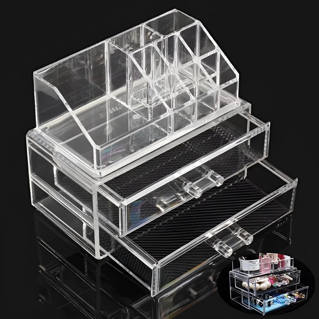 Clear acrylic foldable makeup storage box with 18 litre capacity