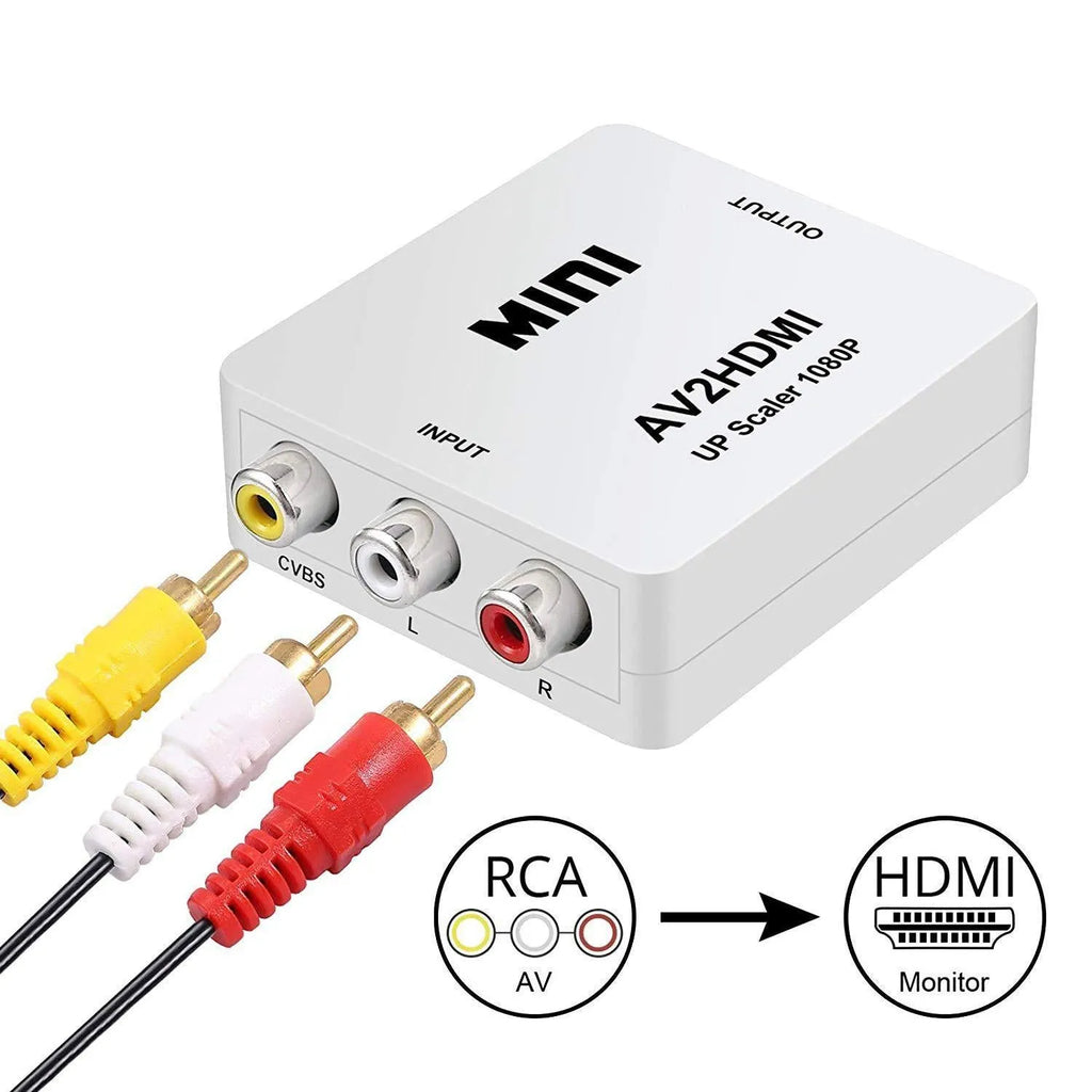 AV to HDMI converter with cable in black or white colour options