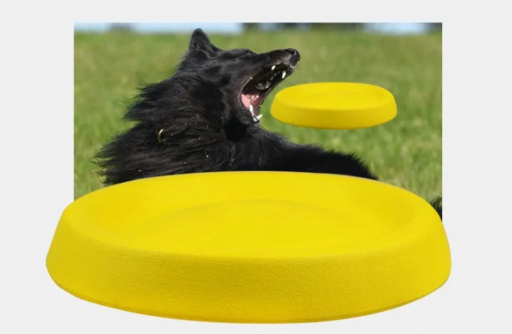 Yellow EVA dog throwing toy for training and interactive play