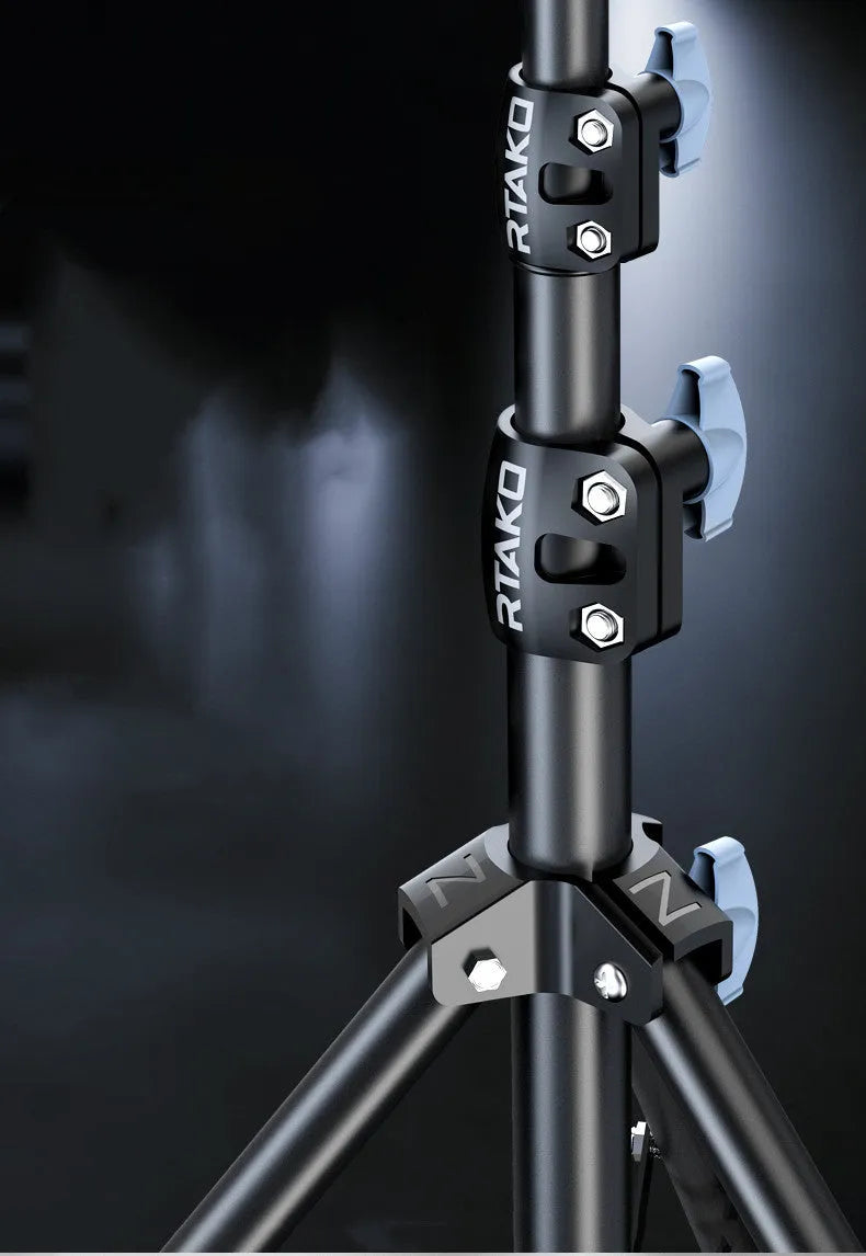 Carbon alloy mobile phone tripod with ring light in three height options for iPhone streaming