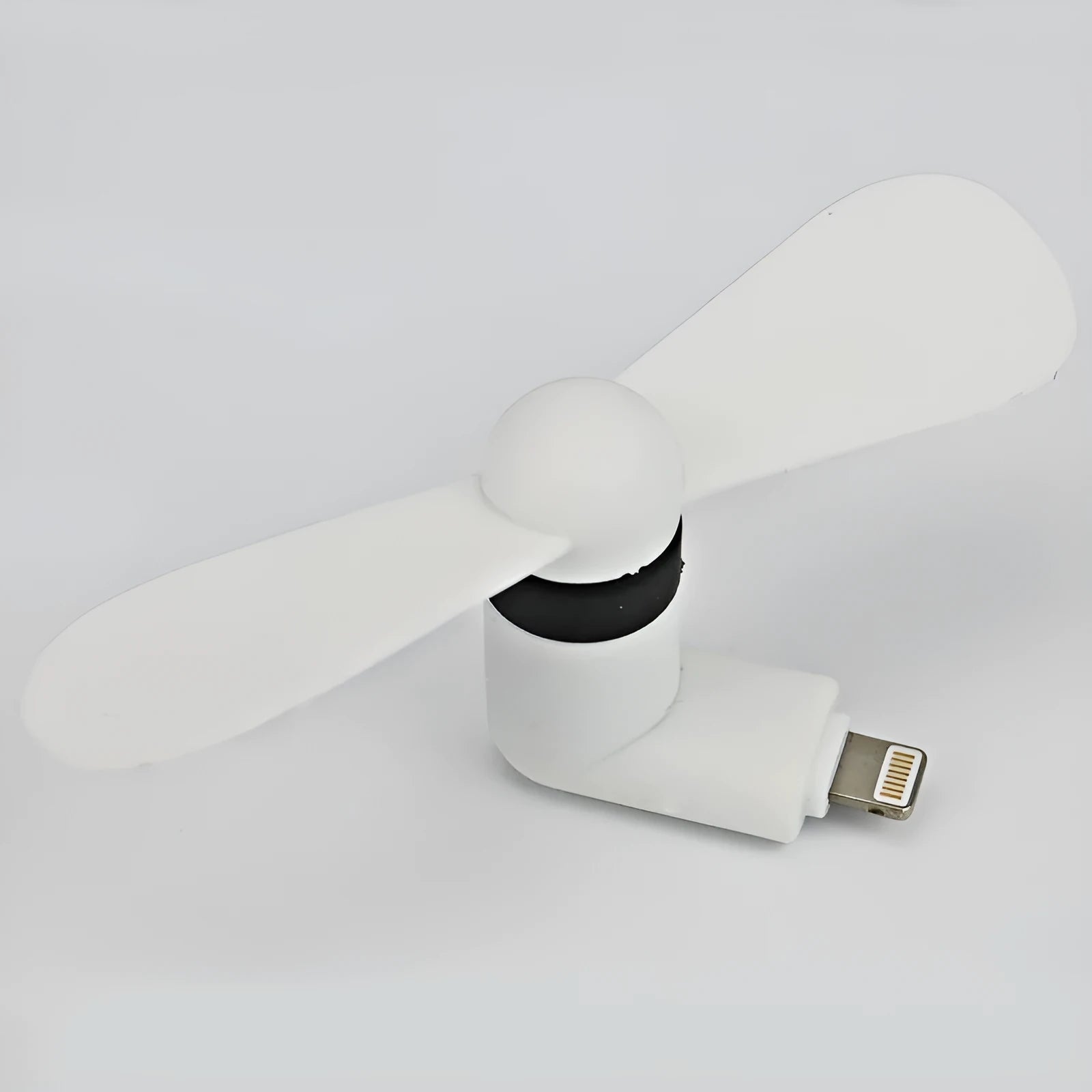 Portable mobile phone mini fan with plastic blades compatible with iPhone and Android devices