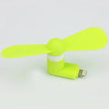 Portable mobile phone mini fan with plastic blades compatible with iPhone and Android devices