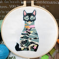 Cat-themed beginner embroidery kit with 15cm stretcher and three-dimensional European embroidery materials