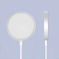 Magsafe-compatible magnetic wireless charger for iPhone 12 and 13 series in silver aluminium finish