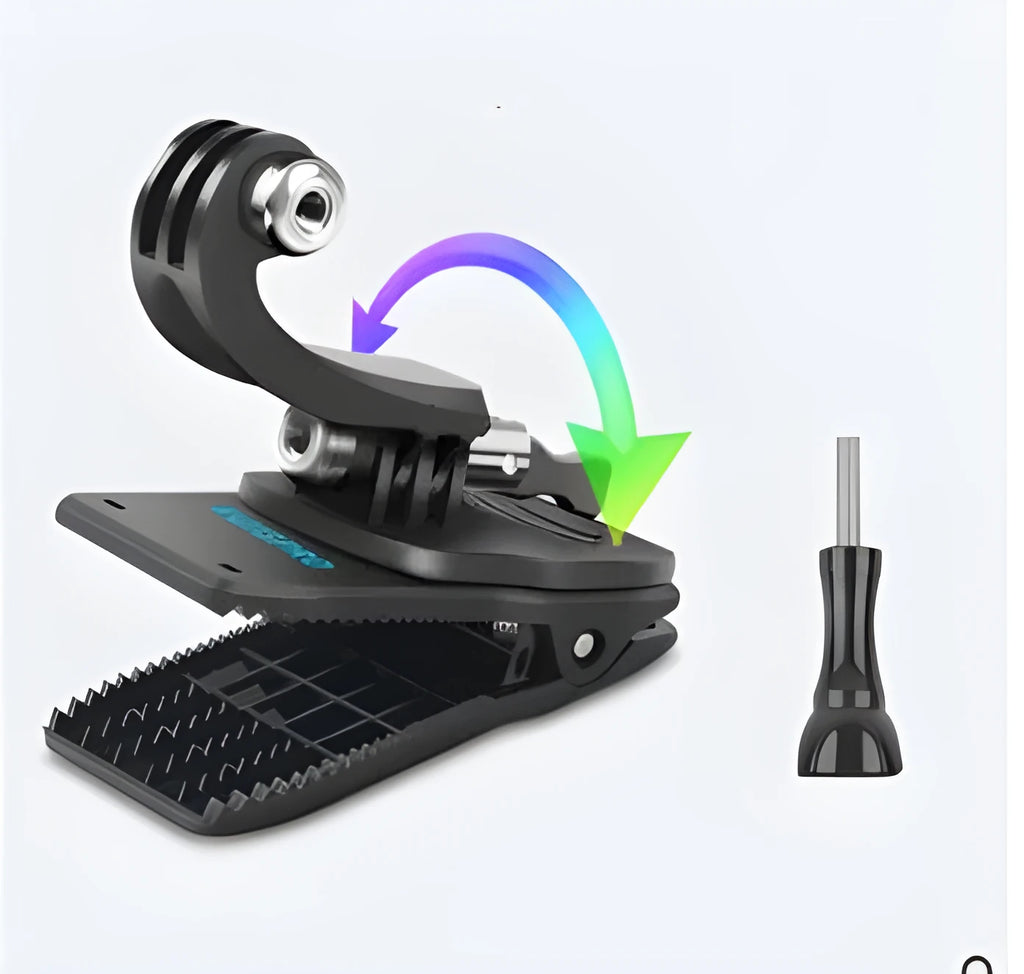 360-degree rotation backpack clip for Gopro, Xiaomi Yi, and Sjcam cameras with aluminium alloy construction