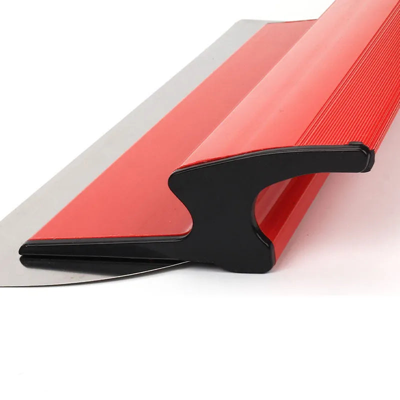 Red 40cm leveling scraper with 0.2mm blade for wall preparation