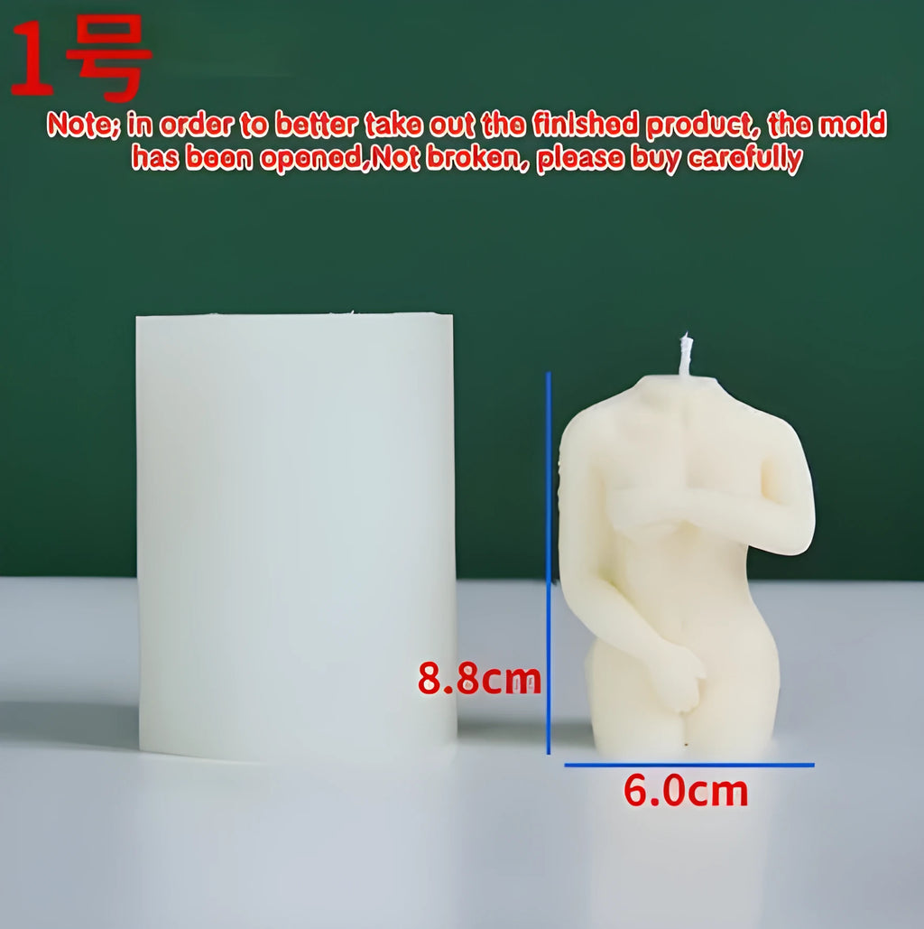 Silicone female body candle mould showing detailed silhouette design for candle making