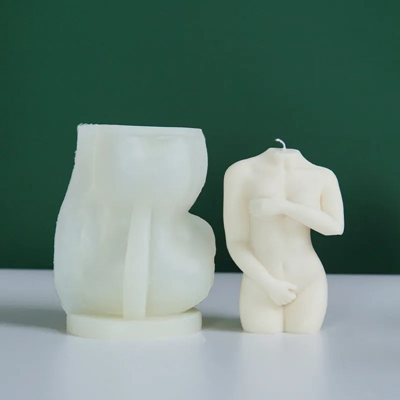 Silicone female body candle mould showing detailed silhouette design for candle making