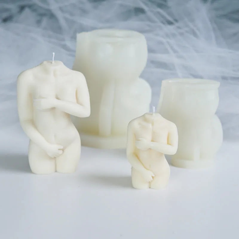 Silicone female body candle mould showing detailed silhouette design for candle making