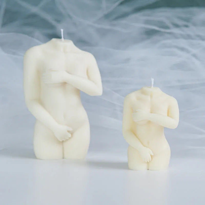 Silicone female body candle mould showing detailed silhouette design for candle making