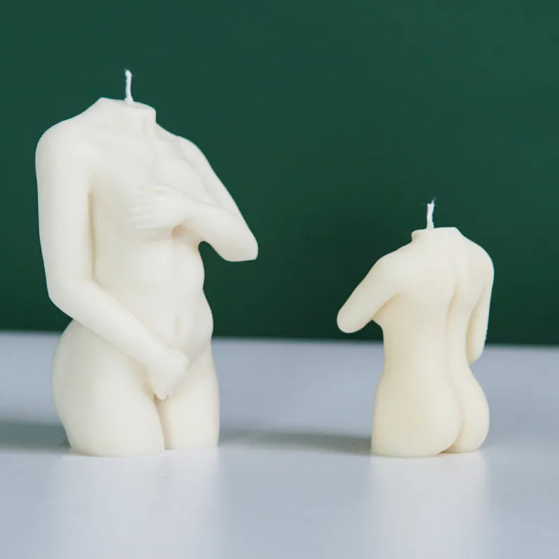 Silicone female body candle mould showing detailed silhouette design for candle making