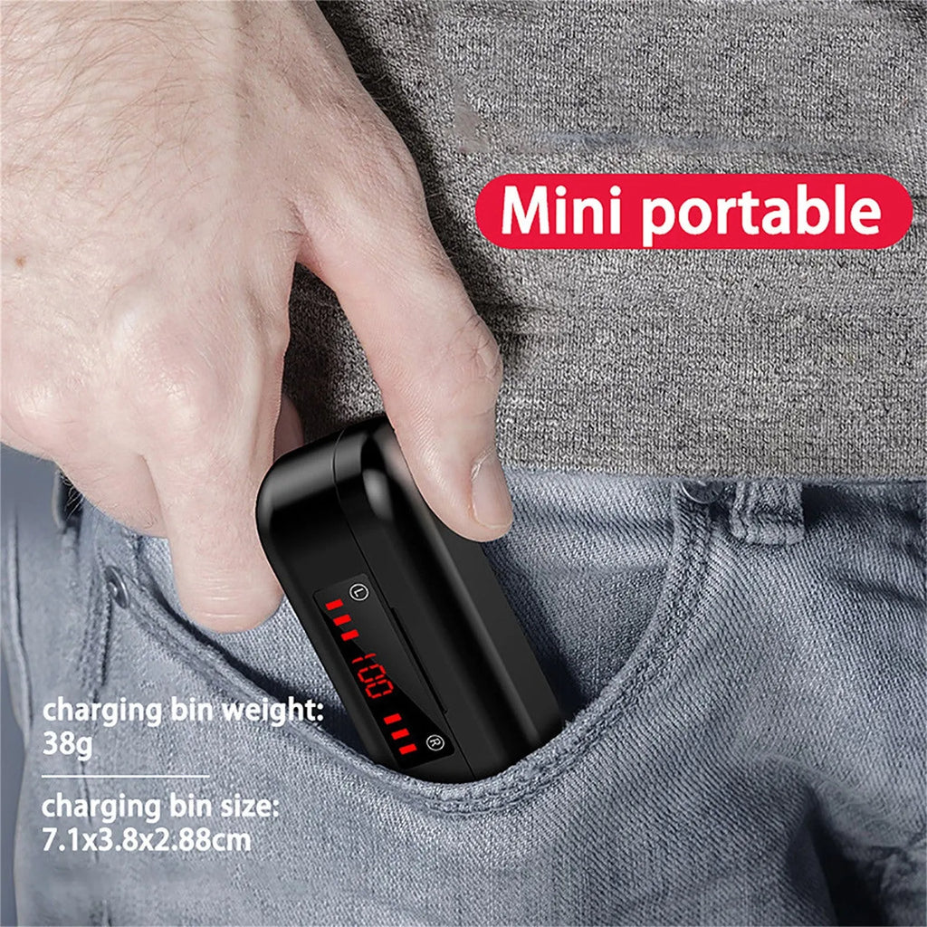 Wireless Bluetooth touch headset V7 LED button version with charging case and three ear cap sizes