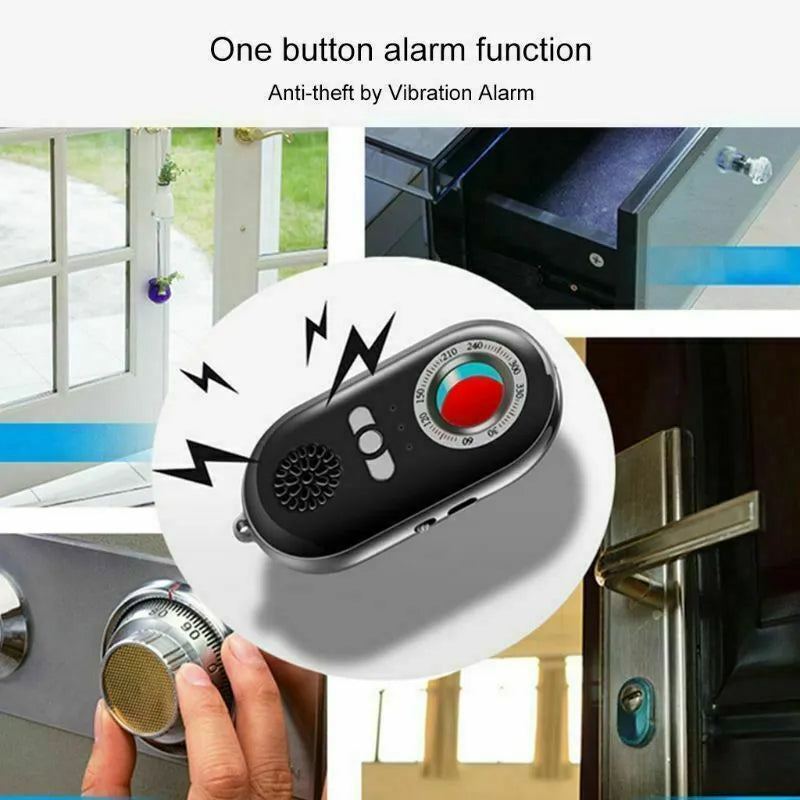 Wireless signal detector measuring 85mm with vibration alarm for anti-theft camera monitoring