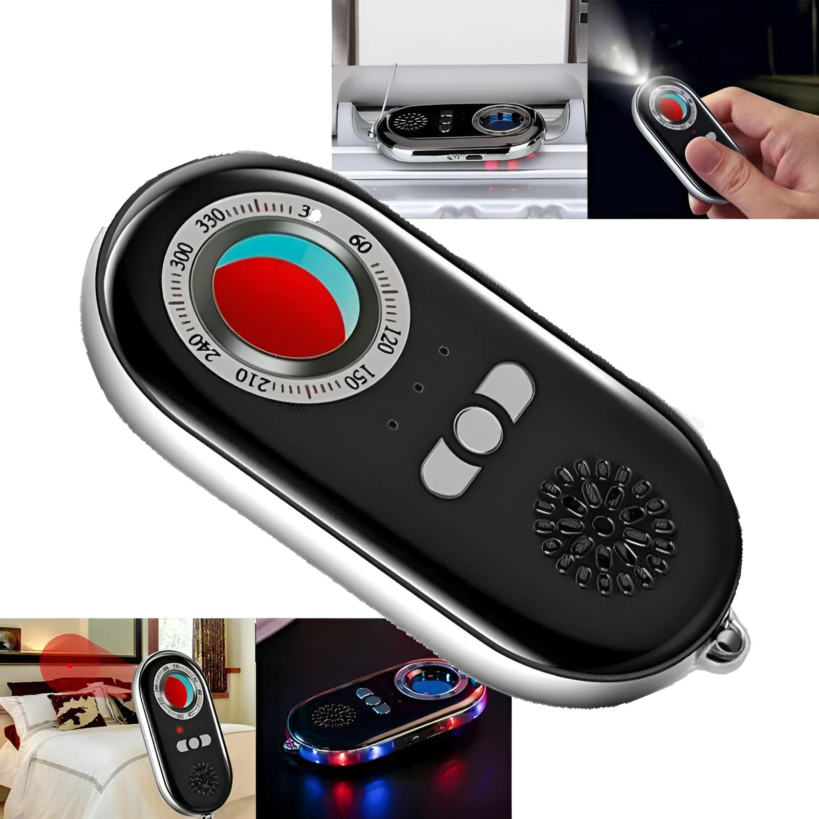 Wireless signal detector measuring 85mm with vibration alarm for anti-theft camera monitoring