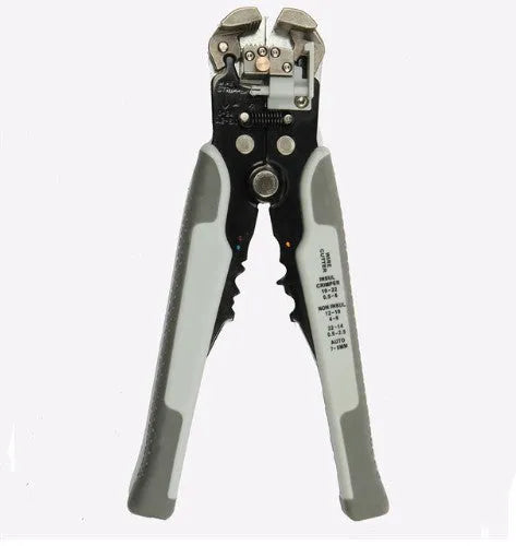 Yellow automatic 3-in-1 wire stripper crimping plier with adjustment screw for electrical work