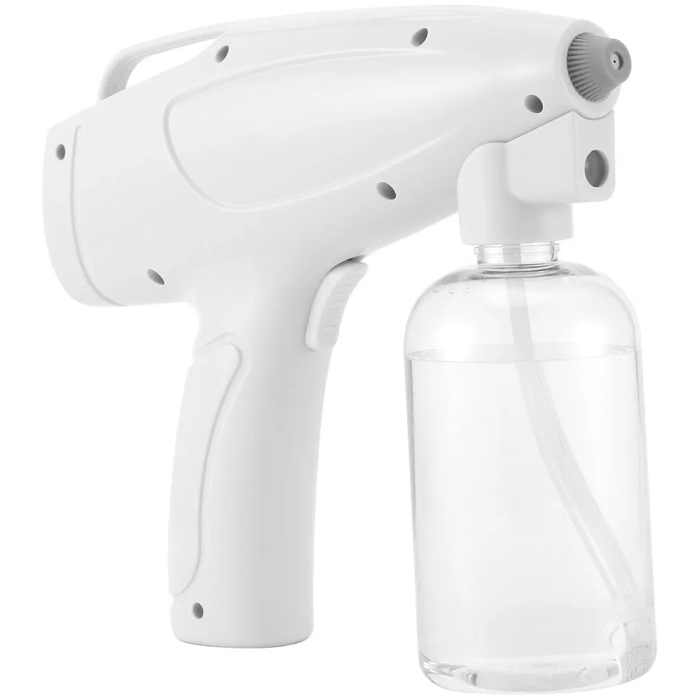 White handheld wireless electric spray disinfection gun with USB-C charging port