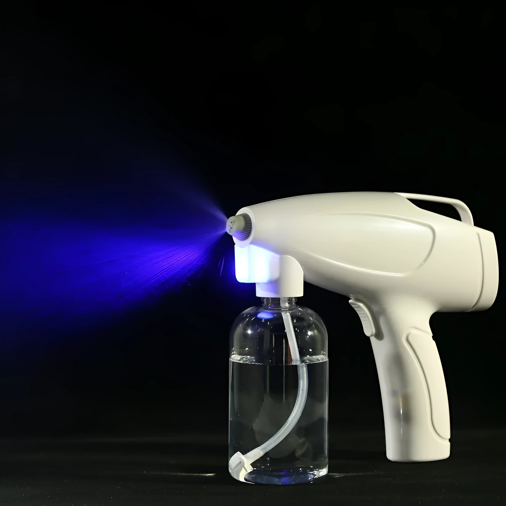 White handheld wireless electric spray disinfection gun with USB-C charging port