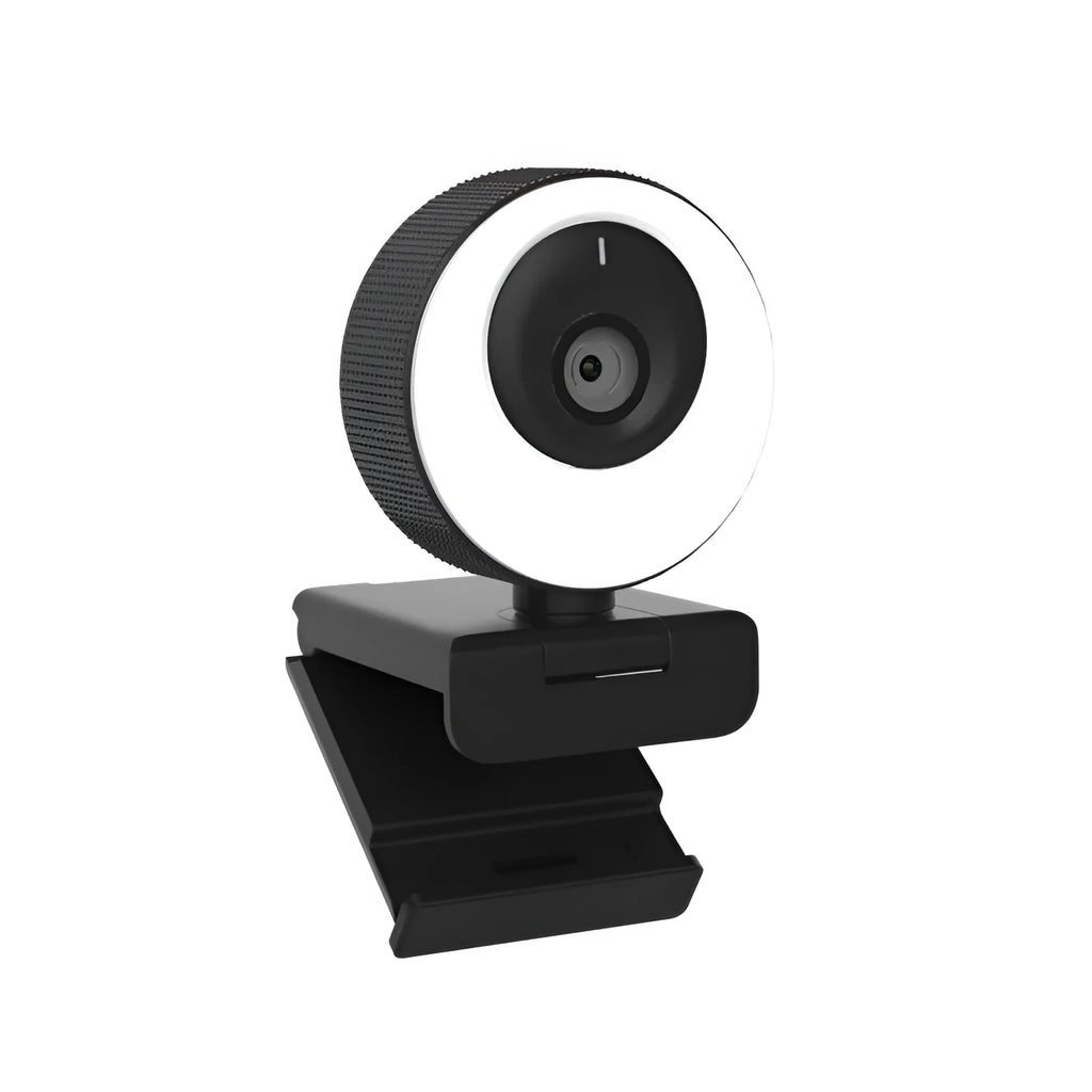 Black USB webcam with magnetic privacy cover on a 1.7 metre cable for 1080p video calls