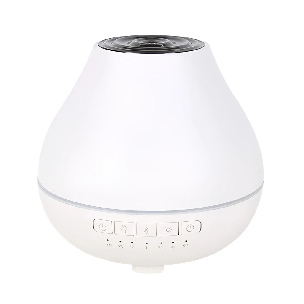 White round Bluetooth humidifier aroma diffuser with essential oil function and music playback capability