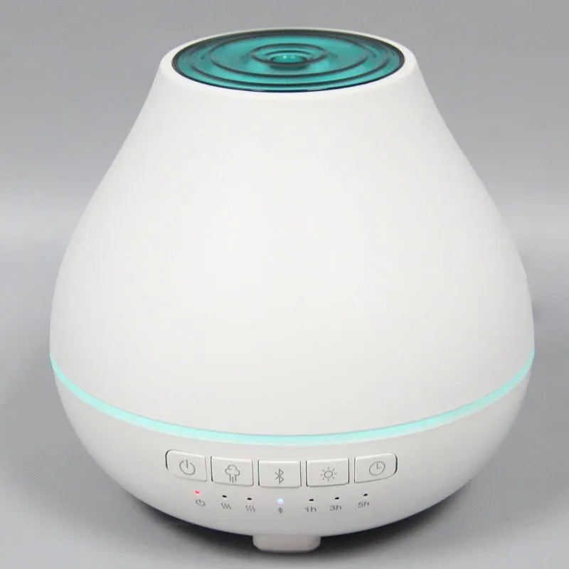 White round Bluetooth humidifier aroma diffuser with essential oil function and music playback capability