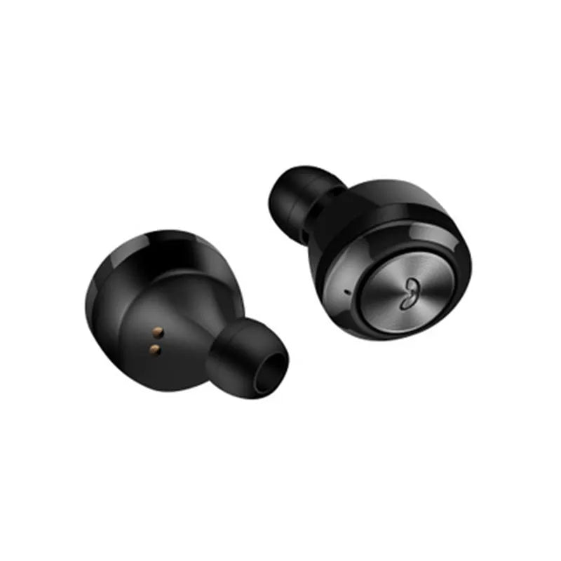 Black and white A6 TWS wireless noise cancelling in-ear headphones with Bluetooth 5.0.