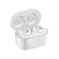 Black and white A6 TWS wireless noise cancelling in-ear headphones with Bluetooth 5.0.
