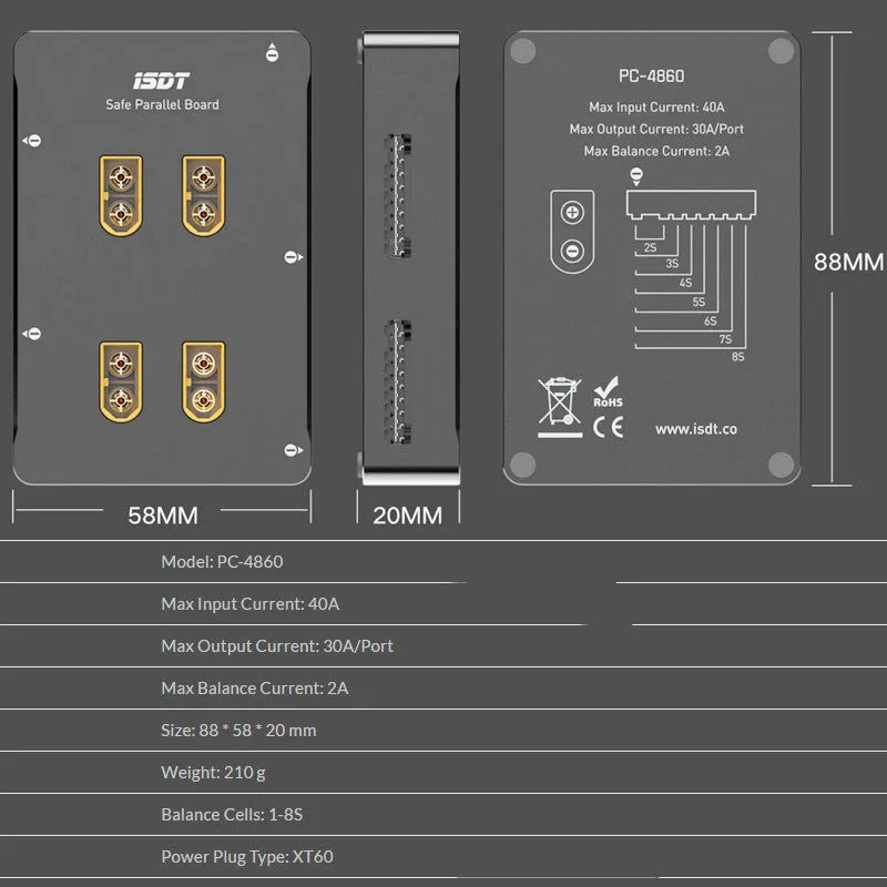 Astor grey parallel charging board with 0-type connector for drone battery accessories