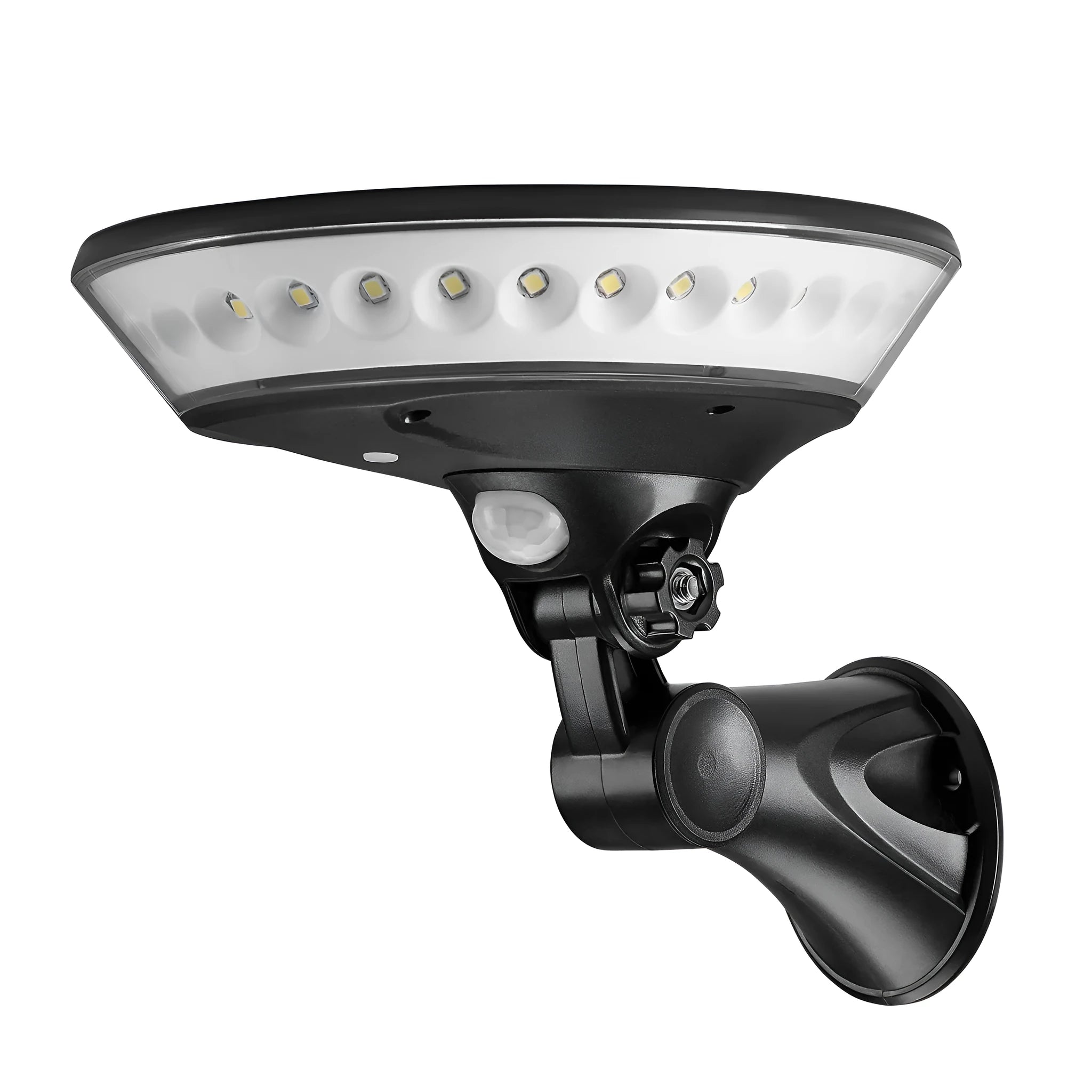 Solar-powered 360-degree garden light with motion sensor in ABS plastic housing