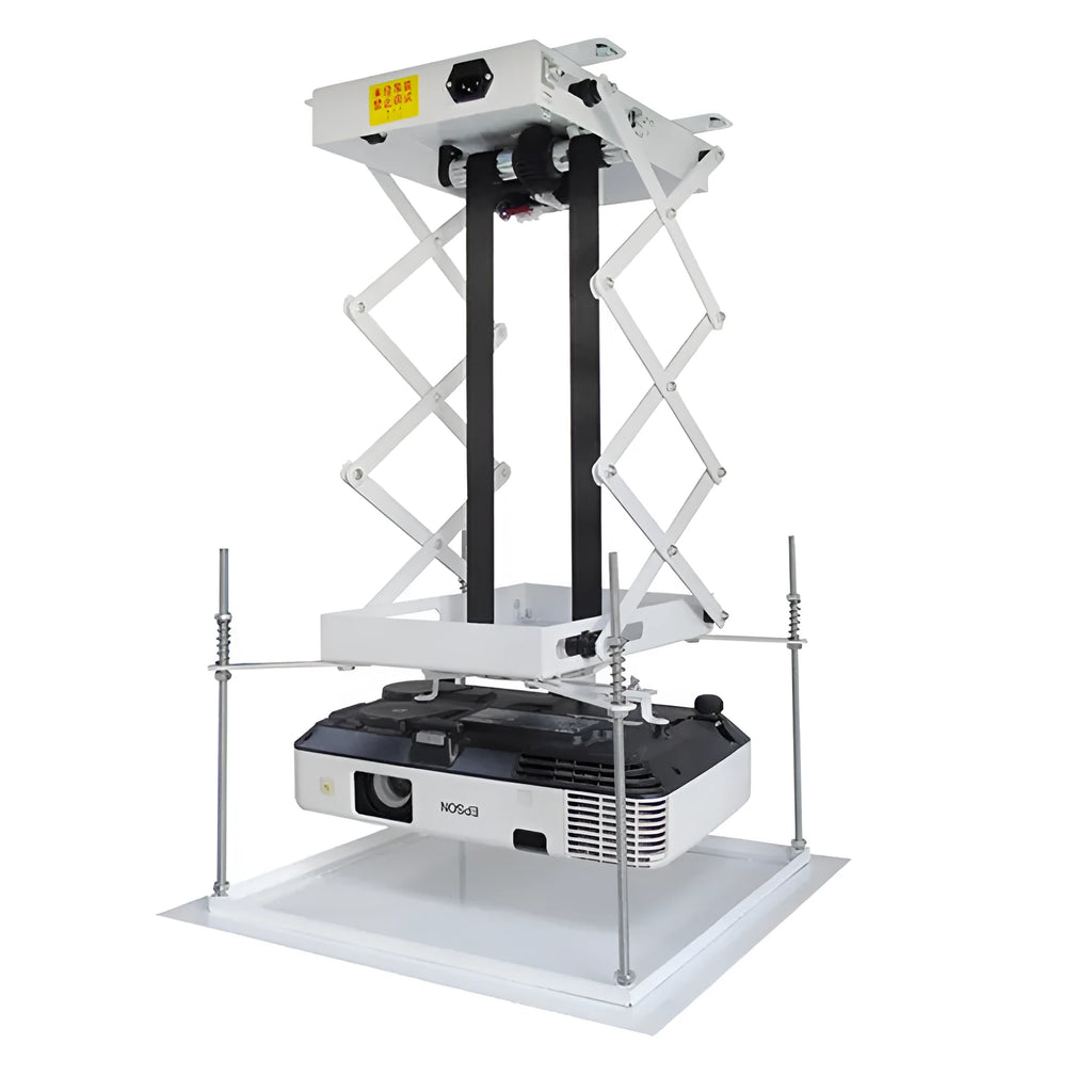 Electric ceiling lifting hanger for projectors with ultra-thin chassis and wireless remote control