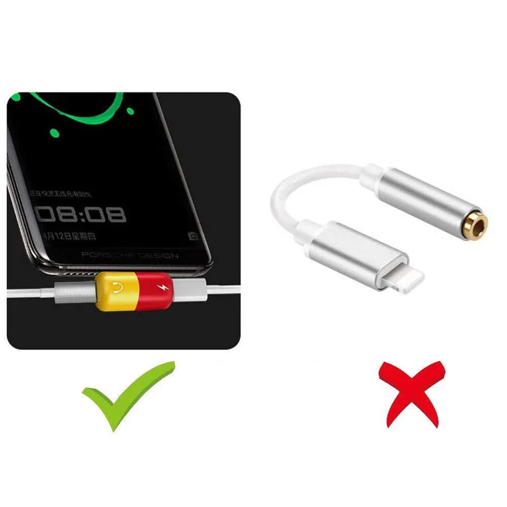 Blue audio charging splitter adapter for Huawei and Honor Android phones showing 3.5mm jack and USB-A port