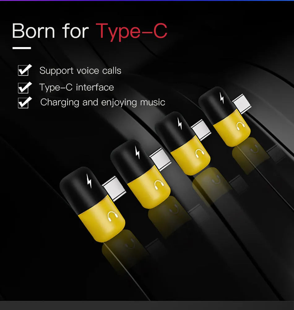 Blue audio charging splitter adapter for Huawei and Honor Android phones showing 3.5mm jack and USB-A port