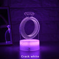 3D diamond ring LED night light with colour-changing lights on black or white base
