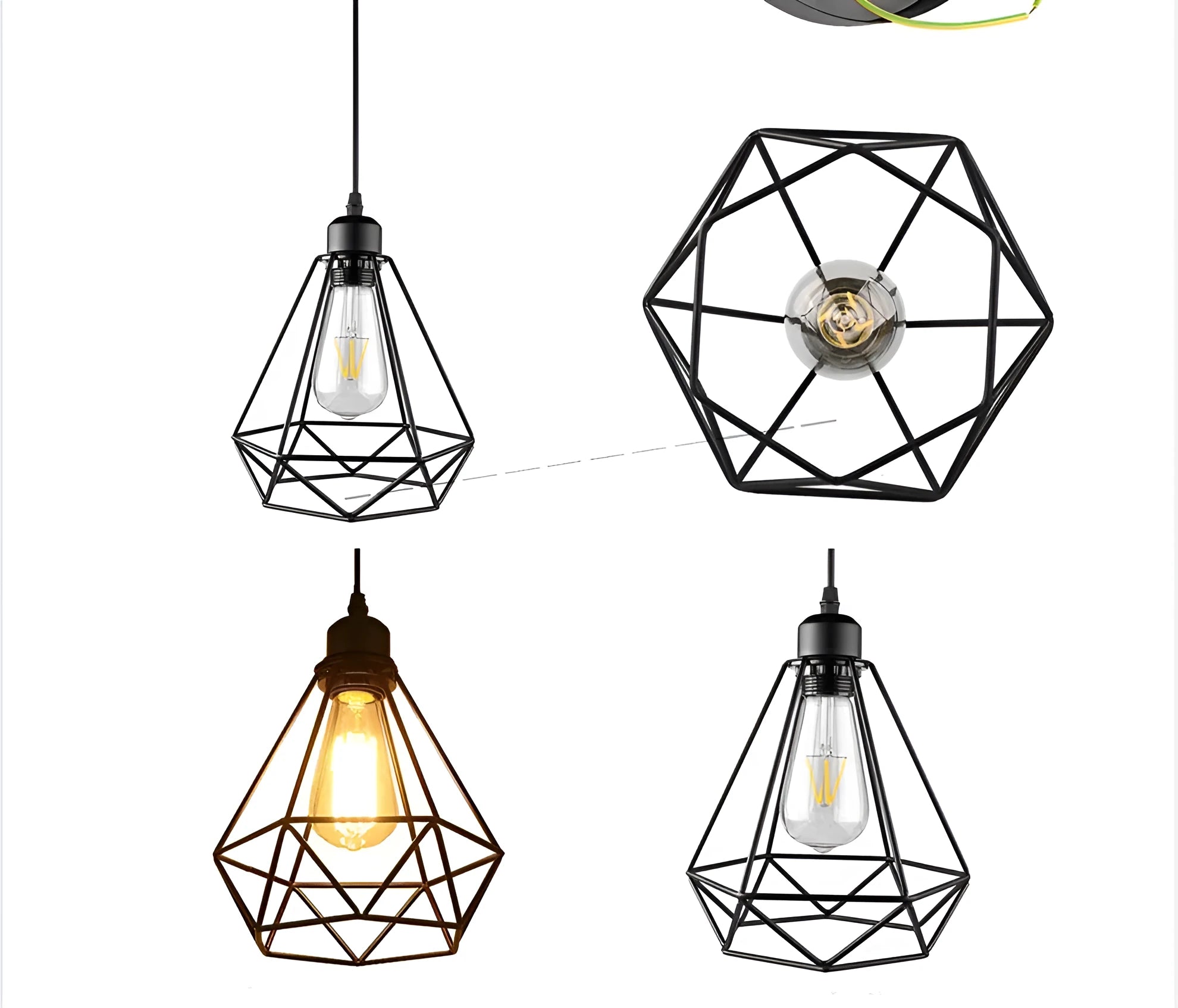 Black iron Nordic retro hanging chandelier for living room ceiling