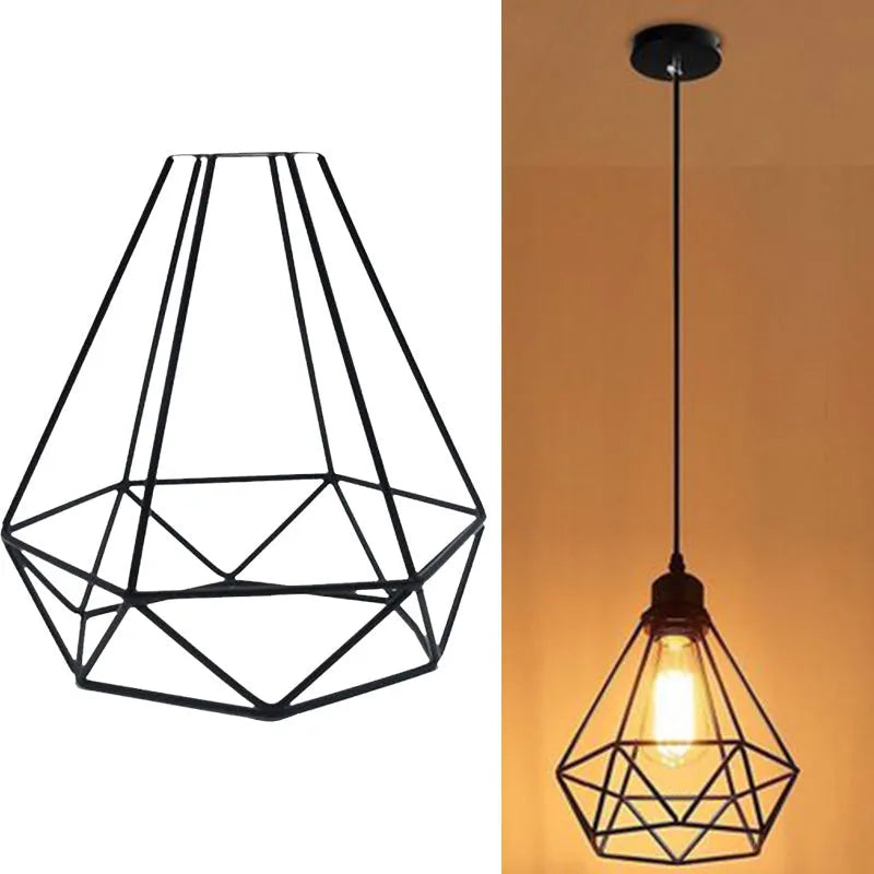 Black iron Nordic retro hanging chandelier for living room ceiling