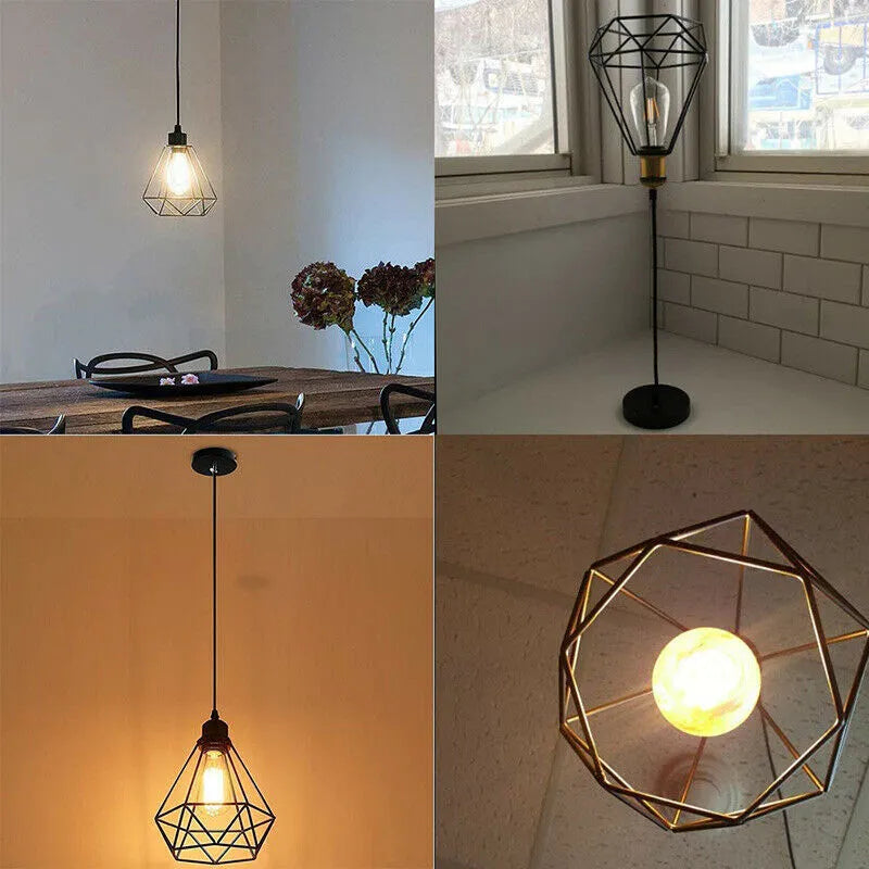 Black iron Nordic retro hanging chandelier for living room ceiling