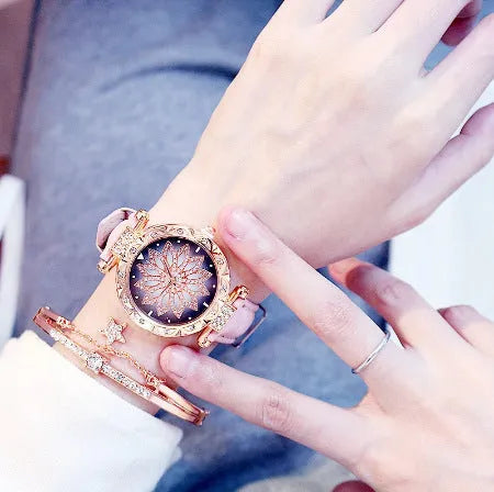Women's wristwatch with full diamond bezel, round 32mm dial, water resistant to 30 metres, in multiple colour options
