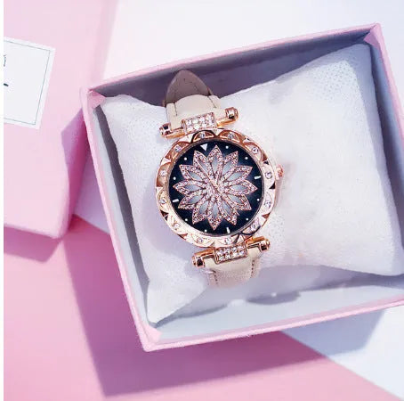Women's wristwatch with full diamond bezel, round 32mm dial, water resistant to 30 metres, in multiple colour options