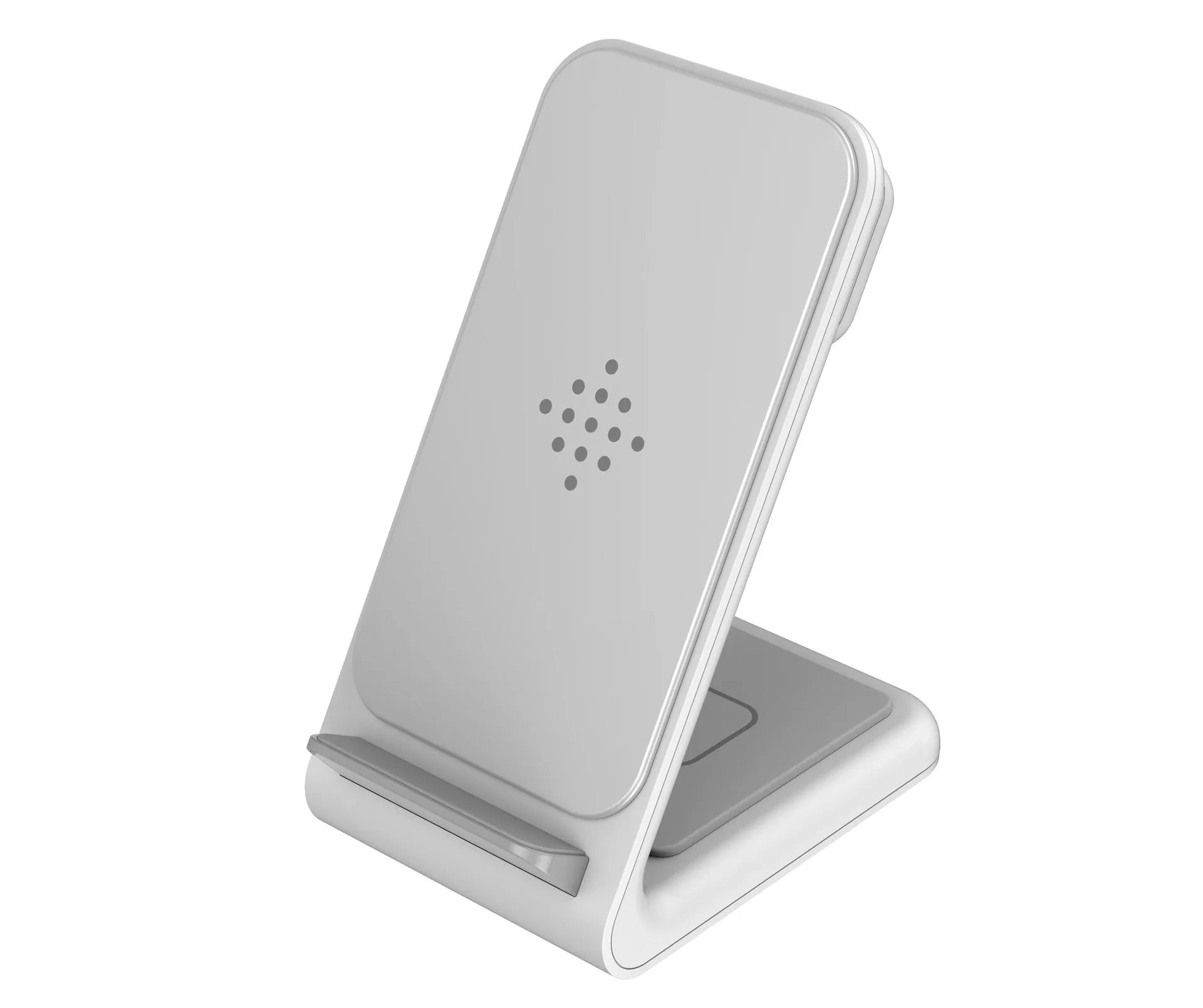 Three-in-one wireless charging bracket showing smartphone, smart watch and earbud charging slots