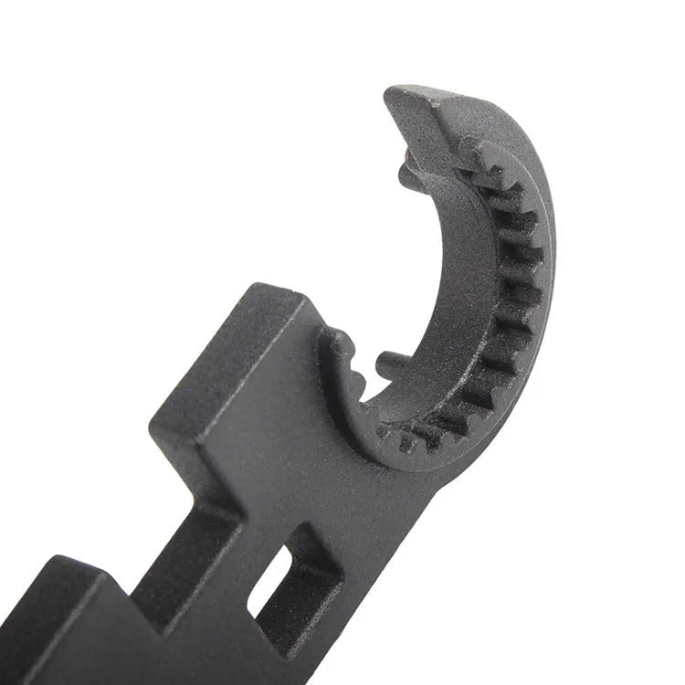 Black combination wrench for AR15 and M4 rifle maintenance made from 40Cr steel