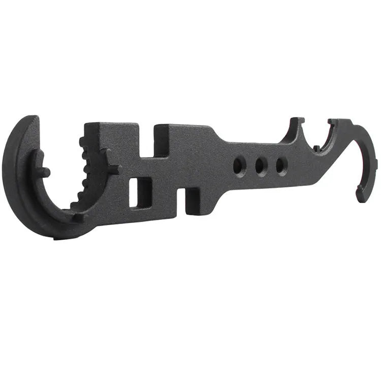 Black combination wrench for AR15 and M4 rifle maintenance made from 40Cr steel