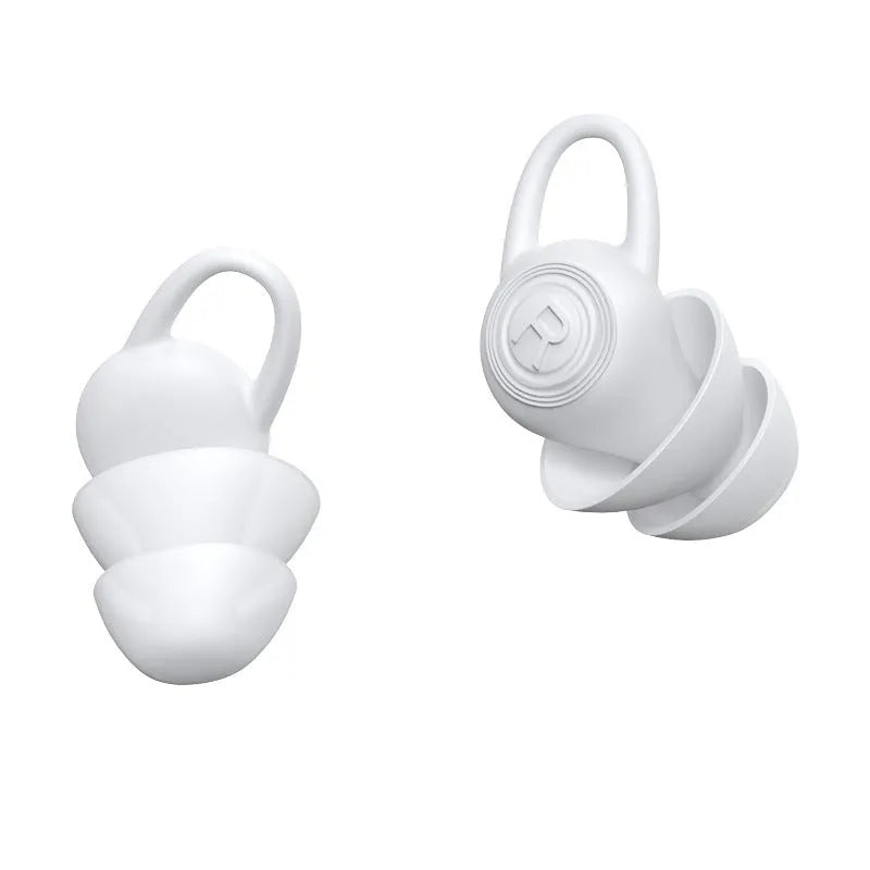 White soft silicone earplugs for noise reduction, individually packaged