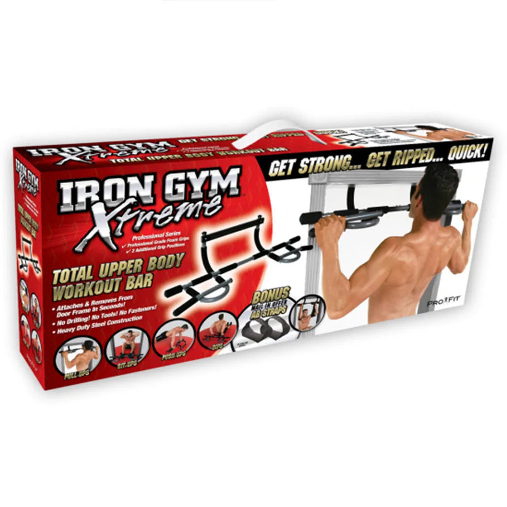 Black steel pull-up bar for indoor home gym strength training