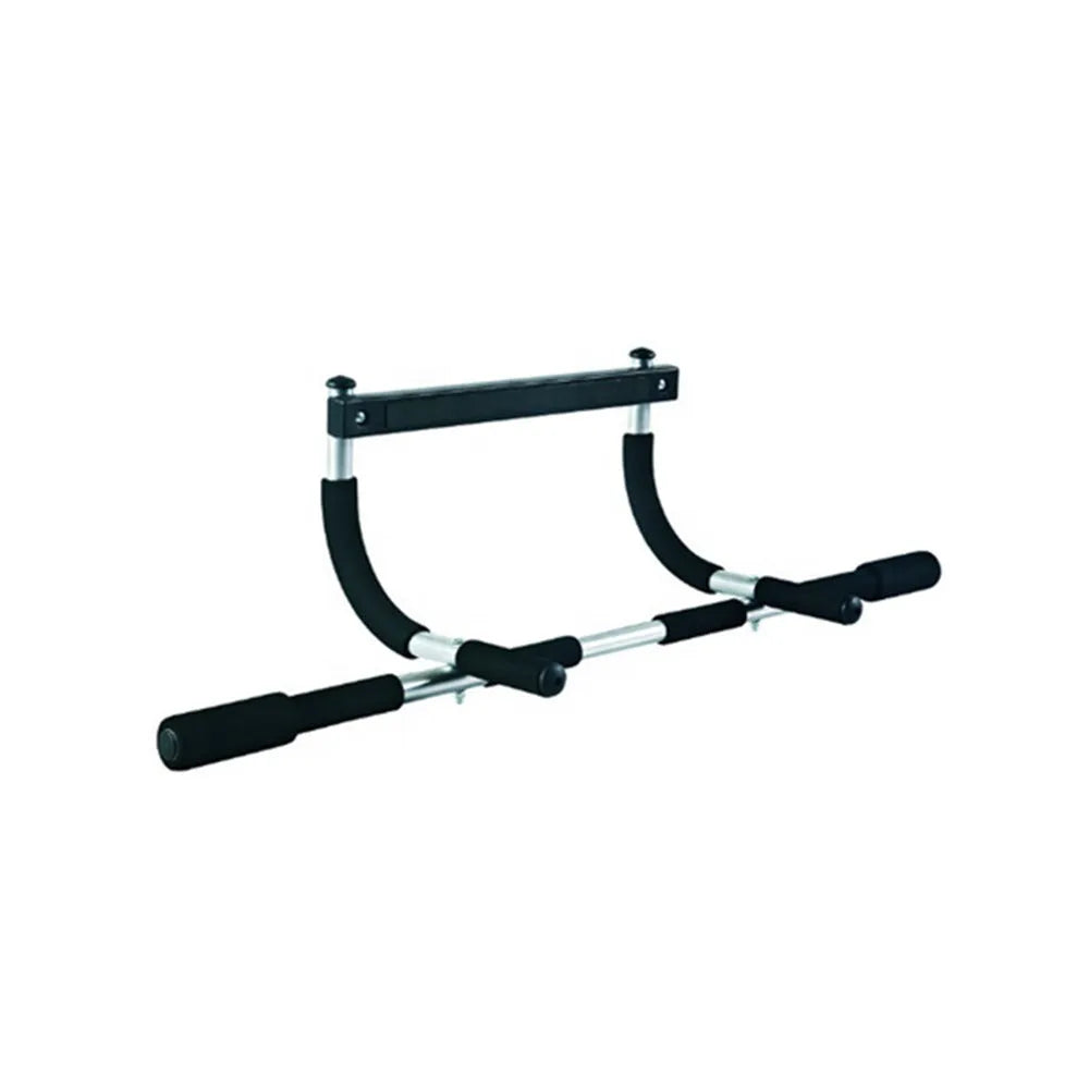 Black steel pull-up bar for indoor home gym strength training