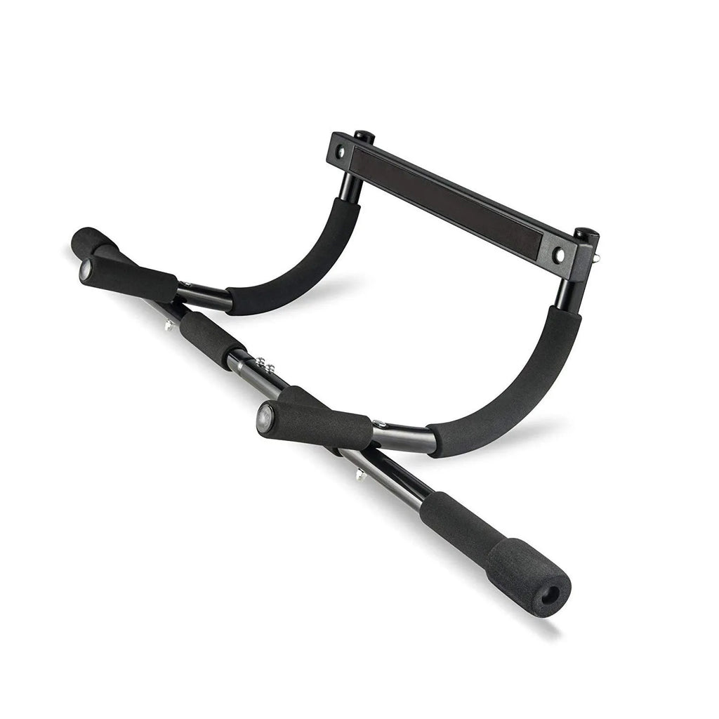Black steel pull-up bar for indoor home gym strength training