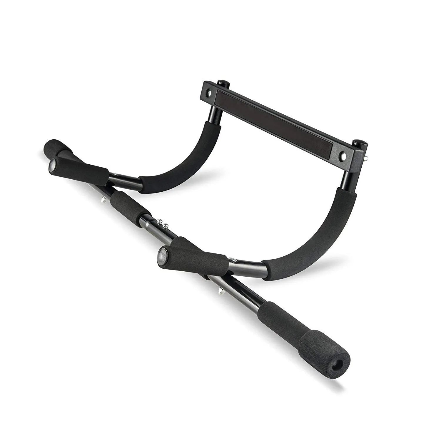 Black steel pull-up bar for indoor home gym strength training