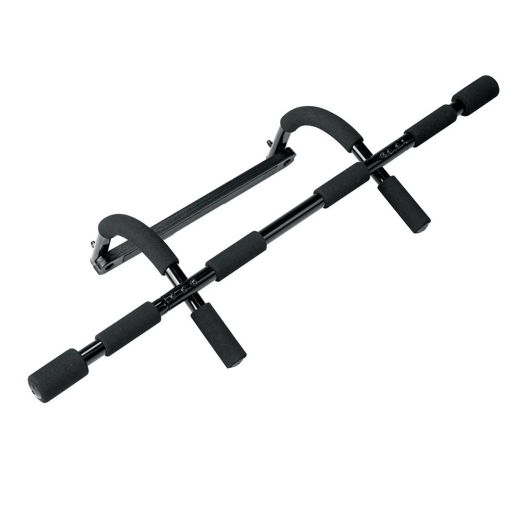 Black steel pull-up bar for indoor home gym strength training