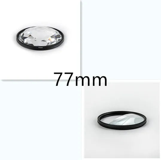 77mm half moon mirror split focus filter for SLR camera with cleaning cloth and protective bag