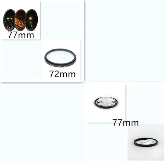 77mm half moon mirror split focus filter for SLR camera with cleaning cloth and protective bag