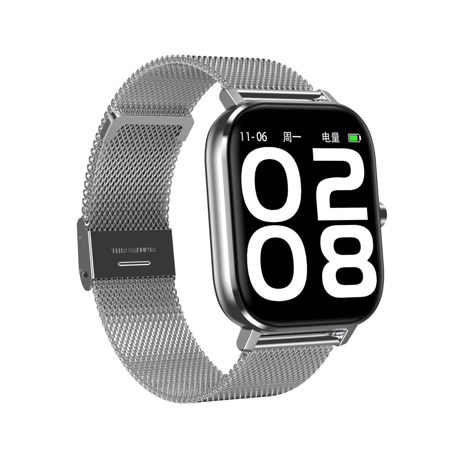 Smart fitness bracelet with a 1.54-inch screen on a wrist, showing health metrics and remote control options.