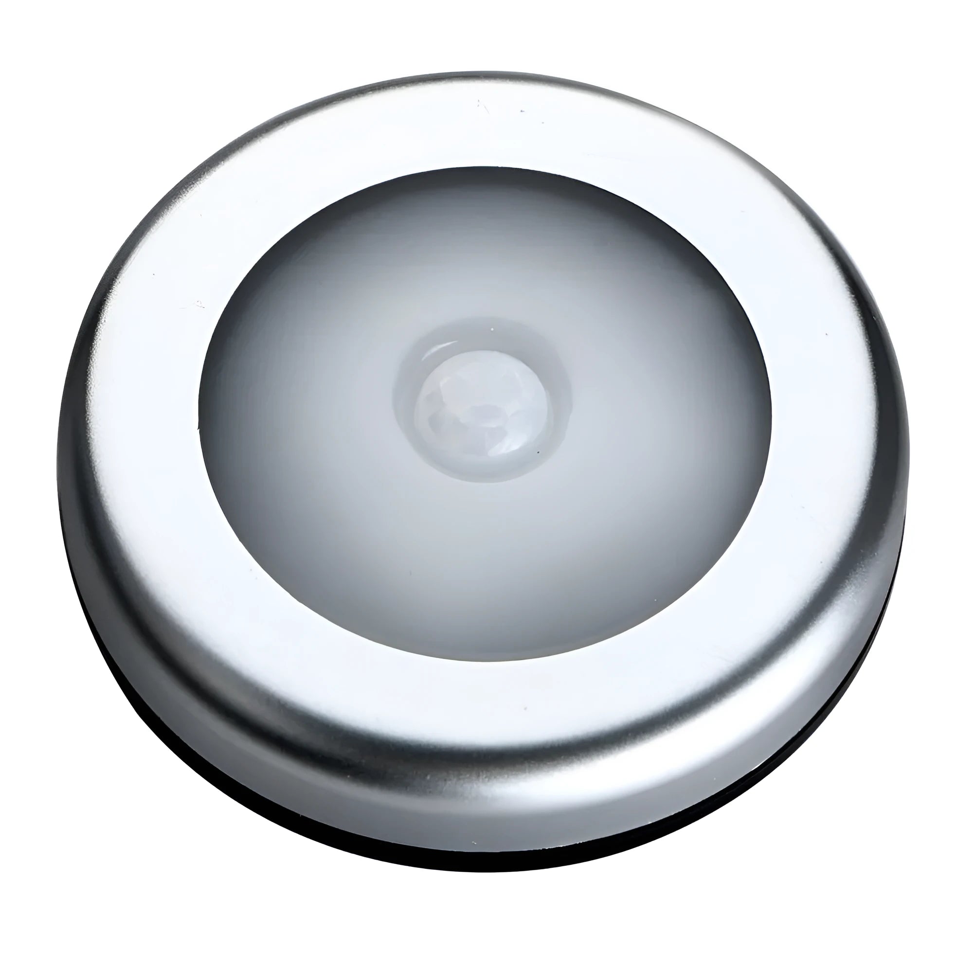 Silver square motion sensor night light with automatic activation for dark home areas